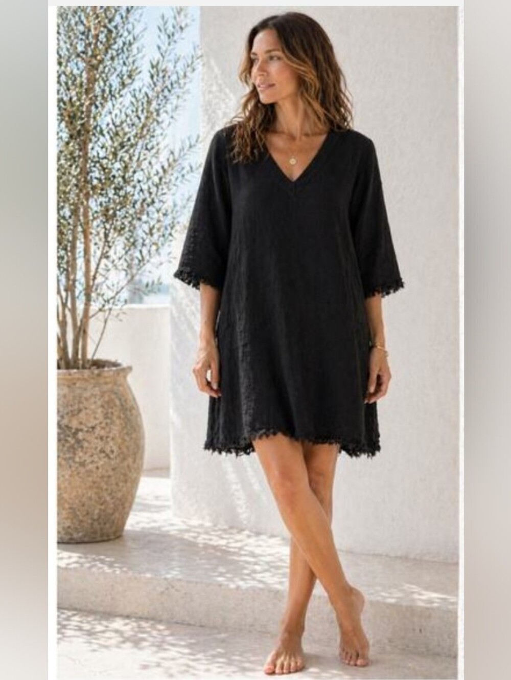 Black Linen Shift Dress